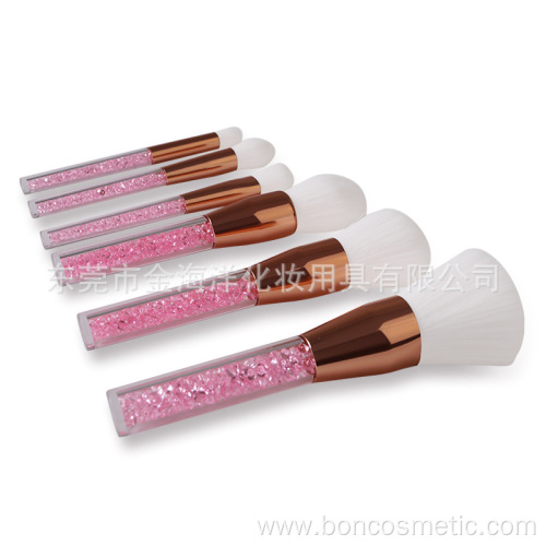 6pcs crystal handle white hair makeup brushes set